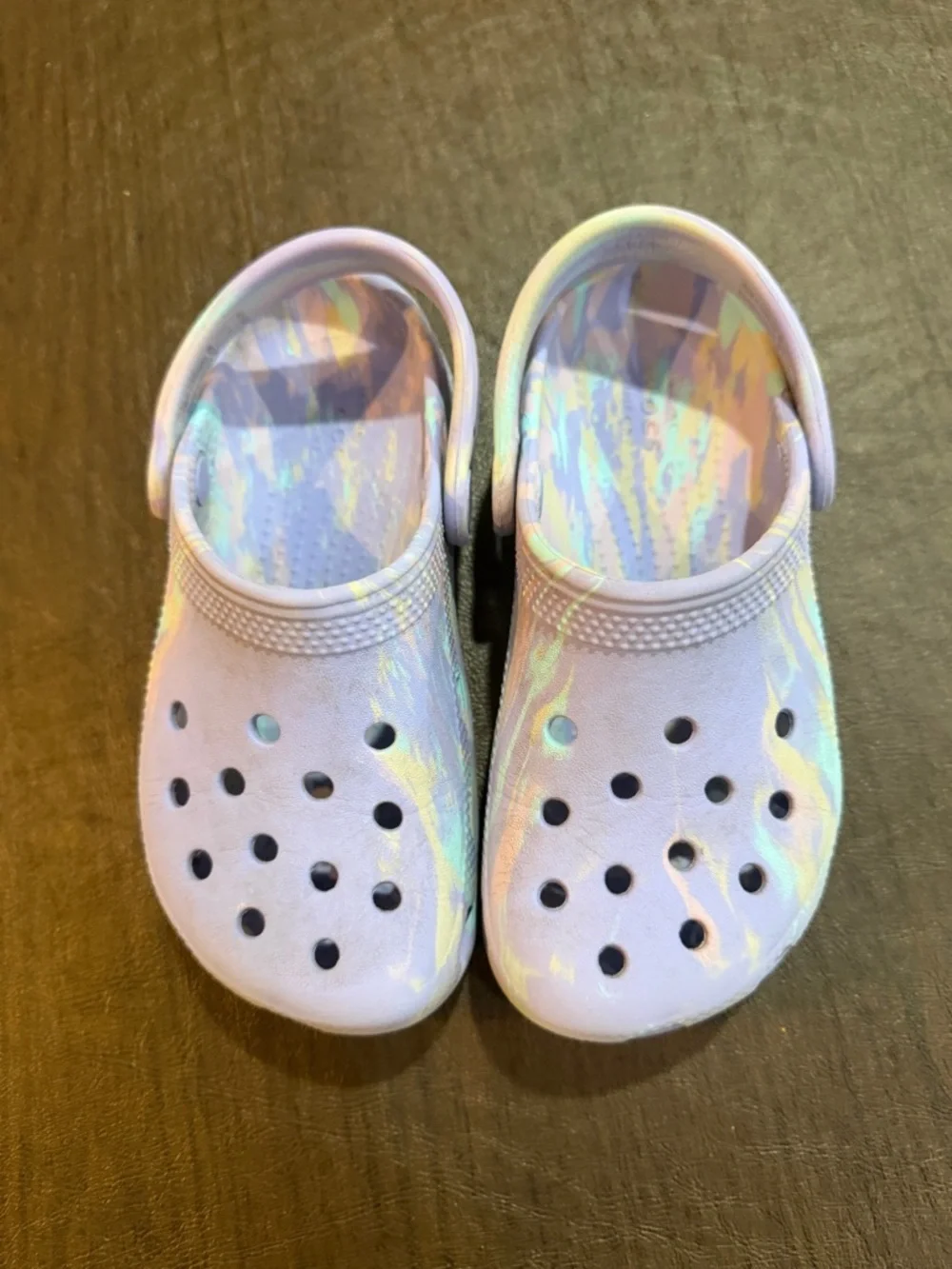 Crocs Kids Lavender Marbled Classic Iridescent Clogs Sz 12